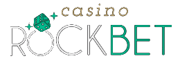 Rockbet Casino online logo with a green dice icon and sleek font catering to slots table games and high-roller betting bonuses.